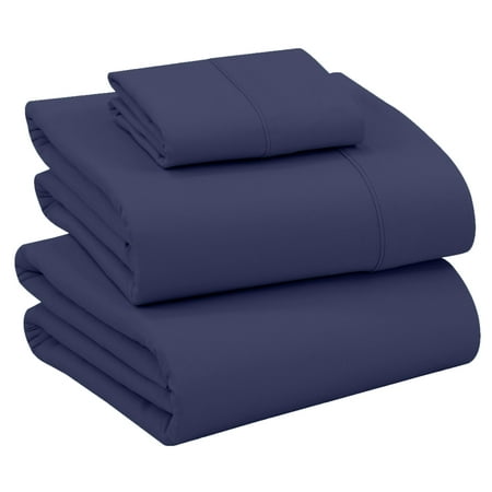 RUVANTI 100% Cotton Sheets – Twin Size Percale Bedding, Cooling & Breathable, Durable with a Crisp, Soft & Comfortable Feel, 16" Deep Pocket, 3-Piece Set, Crown Blue
