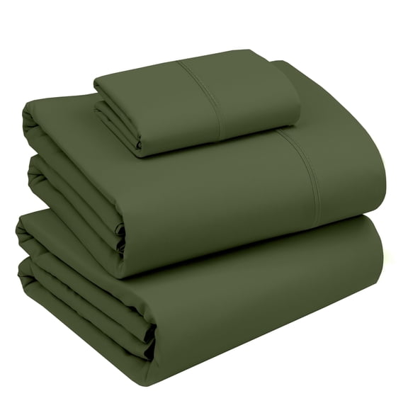 RUVANTI 100% Cotton Sheets – Twin Size Percale Bedding, Cooling & Breathable, Durable with a Crisp, Soft & Comfortable Feel, 16" Deep Pocket, 3-Piece Set, Chive