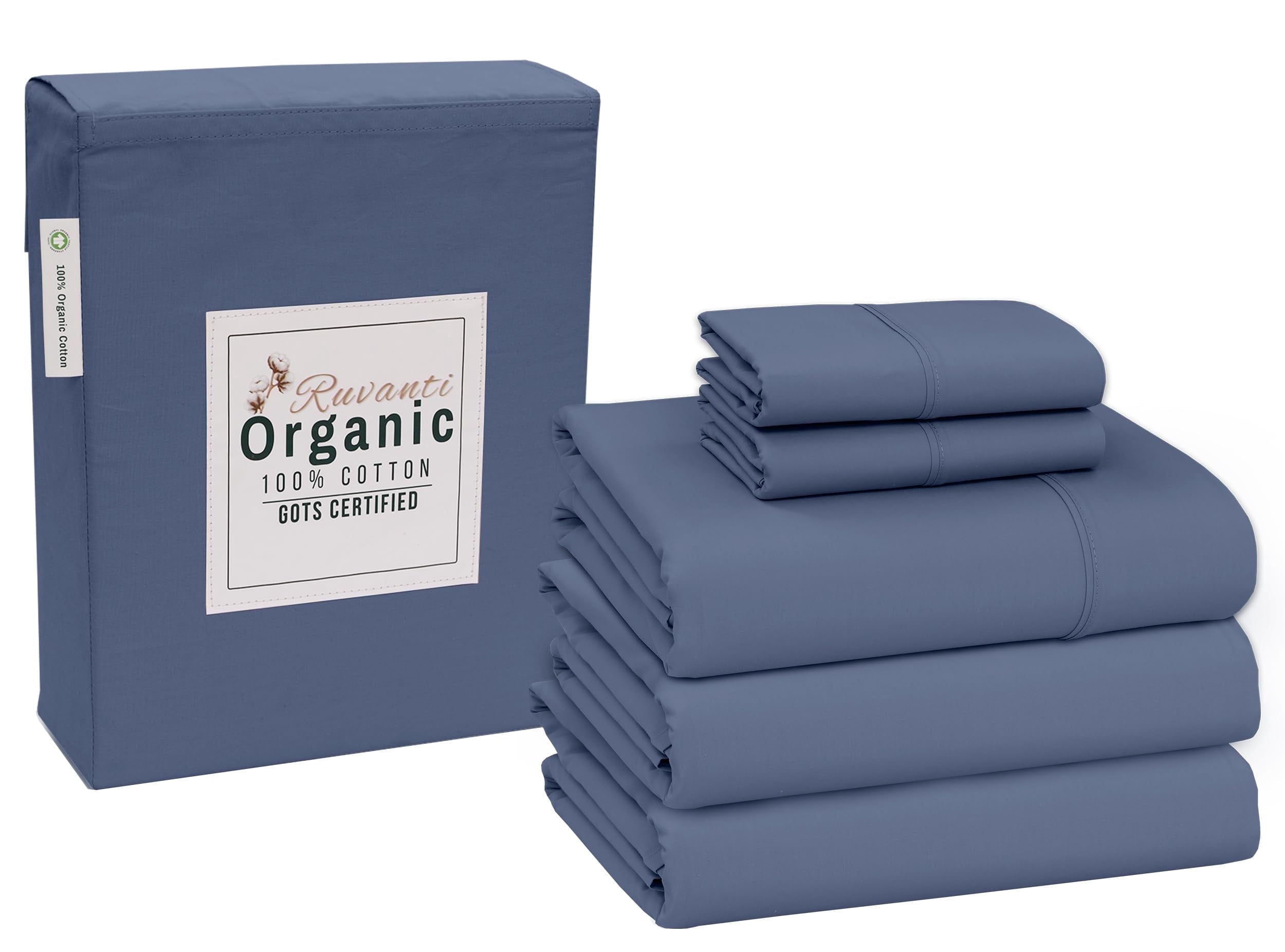 RUVANTI 100% Organic Cotton Sheets - Full Size bed sheet - 4 Piece ...