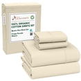 thumbnail image 1 of RUVANTI 100% Organic Cotton Sheets - Queen Sheet Set - 4 Piece Percale Weave Bedding, Crisp, Cooling & Breathable, Soft & Durable, 16" Deep Pocket, Hotel Quality Sábanas - Cloud Cream, 1 of 9