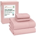 thumbnail image 1 of RUVANTI 100% Organic Cotton Sheets - Queen Sheet Set - 4 Piece Percale Weave Bedding, Crisp, Cooling & Breathable, Soft & Durable, 16" Deep Pocket, Hotel Quality Sábanas - Peach Skin, 1 of 11