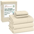 thumbnail image 1 of RUVANTI 100% Organic Cotton Sheets -Split King Sheet - 5 Piece Percale Weave Bedding, Crisp, Cooling & Breathable, Soft & Durable, 16" Deep Pocket, Hotel Quality Sábanas - Cloud Cream, 1 of 10