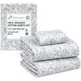 thumbnail image 1 of RUVANTI 100% Organic Cotton Sheets - Twin XL Sheet Sets - 3 Piece Percale Weave Bedding, Crisp, Cooling & Breathable, Soft & Durable, 16" Deep Pocket, Hotel Quality Sábanas - Ornate Oasis, 1 of 7