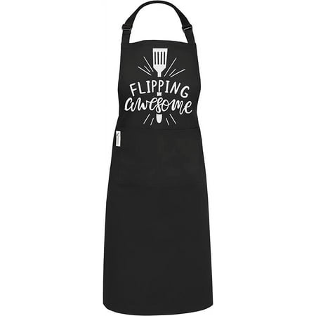 RUVANTI Aprons for Men 1 Pack - Adjustable Cotton Enriched Thicker Waterdrop Resistant With 2 Pockets Cooking Kitchen Workshop Apron for Women Men Chef XXL Plus Size Long Lasting - Black