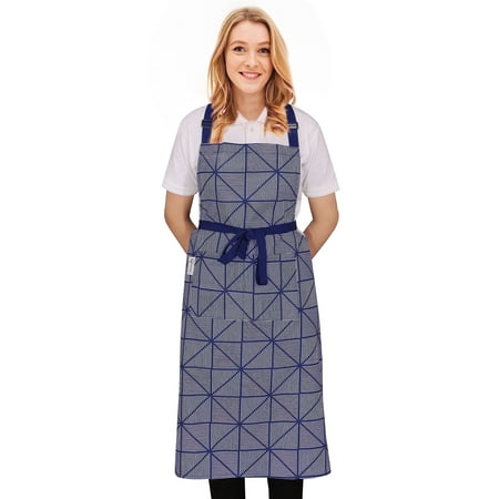 RUVANTI Aprons for Women with Pockets - Adjustable up to XXL - 100% Cotton - Cute Aprons for Cooking, Kitchen, Server, Barber, Restaurant, Chef Apron - 1 Pack