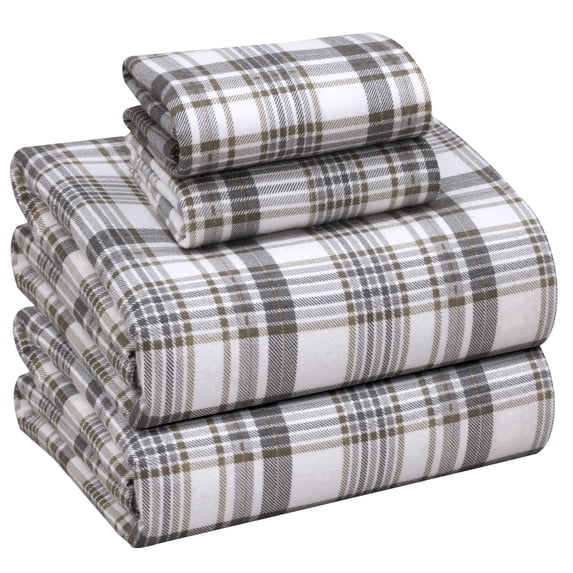 RUVANTI Flannel Sheets California King Size - 100% Cotton Brushed Cal King Bed Sheets Set - Deep Pockets 16 Inches - All Seasons Breathable & Extra Soft - Warm & Cozy, 4 Piece, Modest