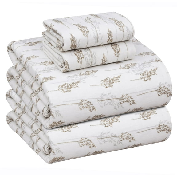 RUVANTI Flannel Sheets California King Size - 100% Cotton Brushed Cal King Bed Sheets Set - Deep Pockets 16 Inches - All Seasons Breathable & Extra Soft - Warm & Cozy, 4 Piece, Dried Straw
