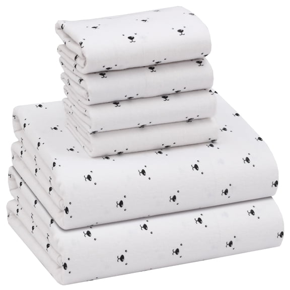 Ruvanti Flannel Sheets California King Size 6 Pcs - 100% Cotton Brushed Cal King Bed Sheets Set, Deep Pockets 14 Inches, All Seasons Breathable, Extra Soft & Comfy, Facetime Bear
