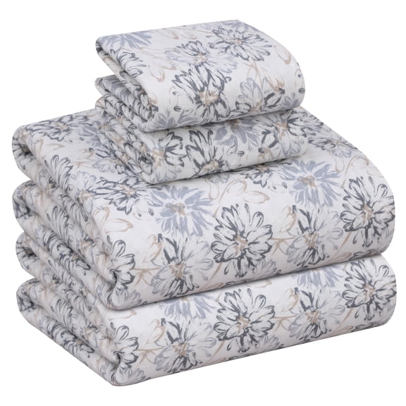 RUVANTI Flannel Sheets Full Size - 100% Cotton Double Brushed Bed Sheets Set, Deep Pockets 16 Inches, All Seasons Breathable & Extra Soft Full Sheets, Warm & Cozy, 4 Piece, Pacific