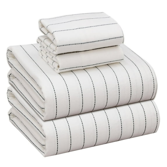 RUVANTI Flannel Sheets Full Size - 100% Cotton Double Brushed Bed Sheets Set, Deep Pockets 16 Inches, All Seasons Breathable & Extra Soft Full Sheets, Warm & Cozy, 4 Piece, Running Dots