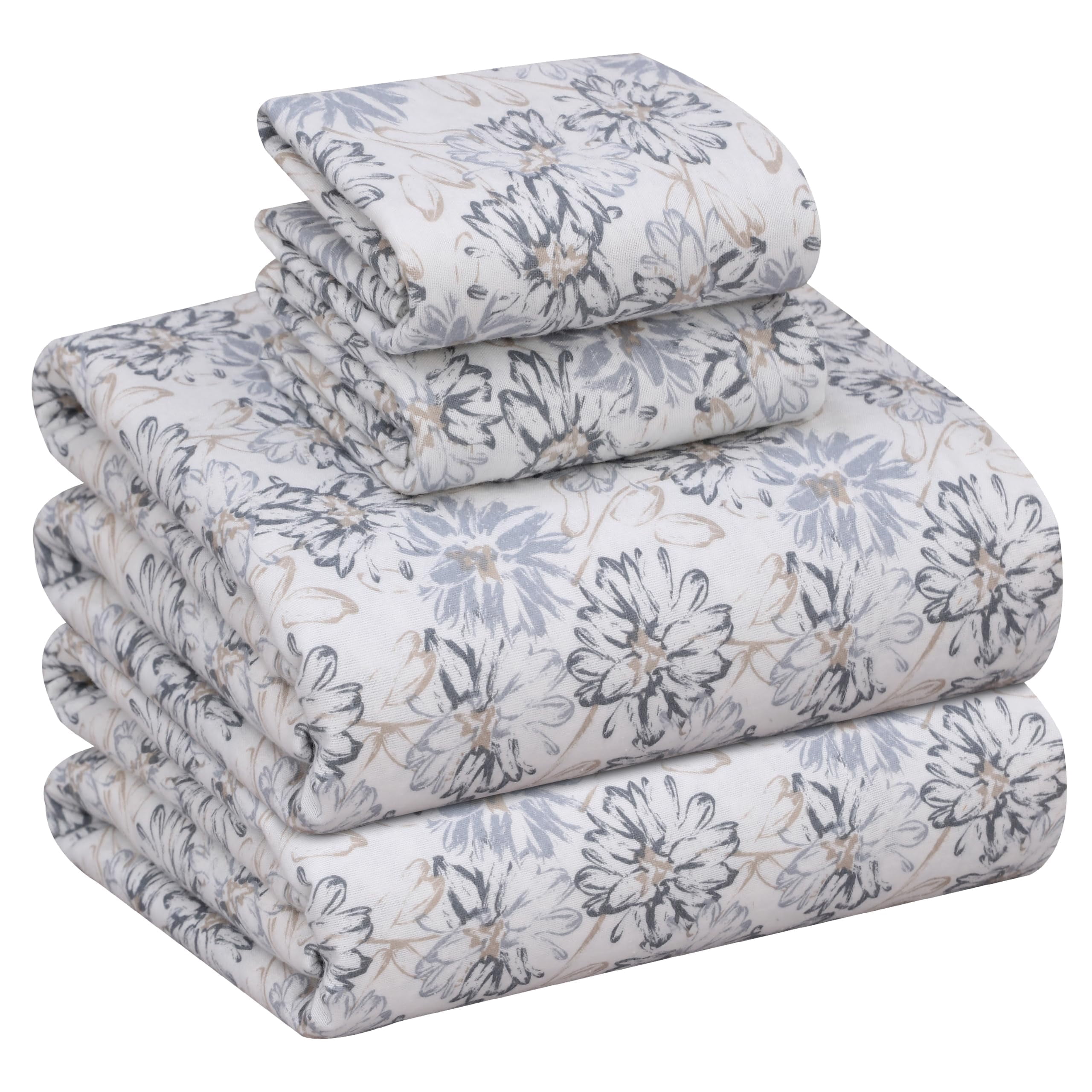 RUVANTI Flannel Sheets Full Size - 100% Cotton Double Brushed Bed ...