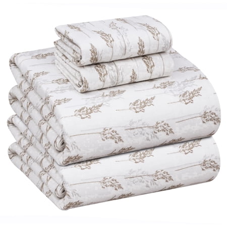 RUVANTI Flannel Sheets Full Size - 100% Cotton Double Brushed Bed Sheets Set, Deep Pockets 16 Inches, All Seasons Breathable & Extra Soft Full Sheets, Warm & Cozy, 4 Piece, Dried Straw