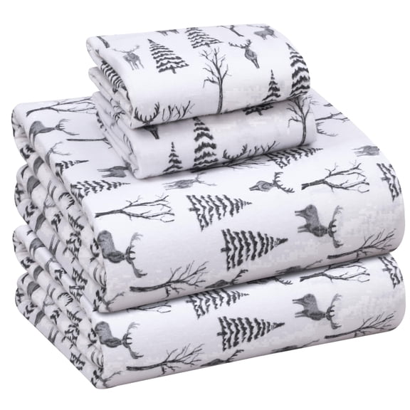 RUVANTI Flannel Sheets Full Size - 100% Cotton Double Brushed Bed Sheets Set, Deep Pockets 16 Inches, All Seasons Breathable & Extra Soft Full Sheets, Warm & Cozy, 4 Piece, Dry Winter