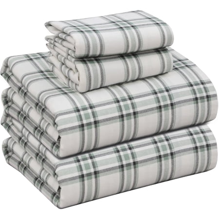 Ruvanti Flannel Sheets Full Size 4 Pcs - 100% Cotton Double Brushed Bed Sheets, Deep Pockets 16 Inches, All Seasons Breathable, Extra Soft & Comfy Full Size Sheets Set, Cadet