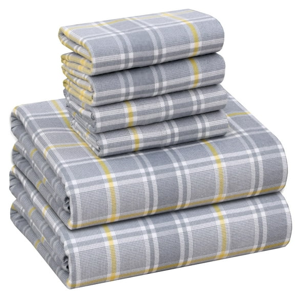 Ruvanti Flannel Sheets Full Size 6 Pcs - 100% Cotton Double Brushed Bed Sheets, Deep Pockets 16 Inches, All Seasons Breathable, Extra Soft & Comfy Full Size Sheets Set, Everytime