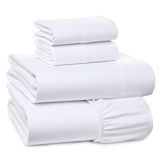 RUVANTI Flannel Sheets – King Sheet Set, Ultra Soft & Cozy Double Brushed, 15" Deep Pocket, 360° Elastic For Secure Fit, No Pilling, 4 Pieces (Flat, Fitted, 2 Pillowcases), Snow White