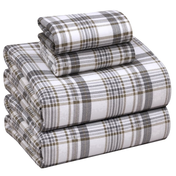 RUVANTI Flannel Sheets King Size - 100% Cotton Brushed King Size Sheets Set - Deep Pockets 16 Inches Bed Sheets - All Seasons Breathable & Extra Soft - Warm & Cozy, 4 Piece, Modest