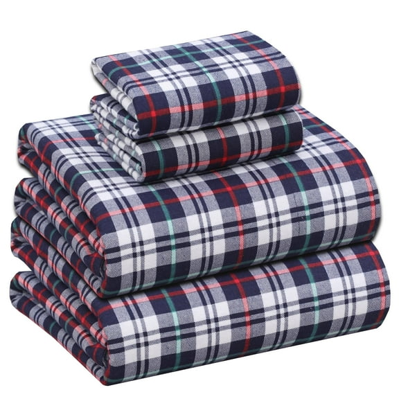 RUVANTI Flannel Sheets King Size - 100% Cotton Brushed Flannel Bed Sheet Sets - Deep Pockets 16 Inches (fits up to 18") - All Seasons Breathable & Super Soft - Warm & Cozy - 4 Pcs - Noel
