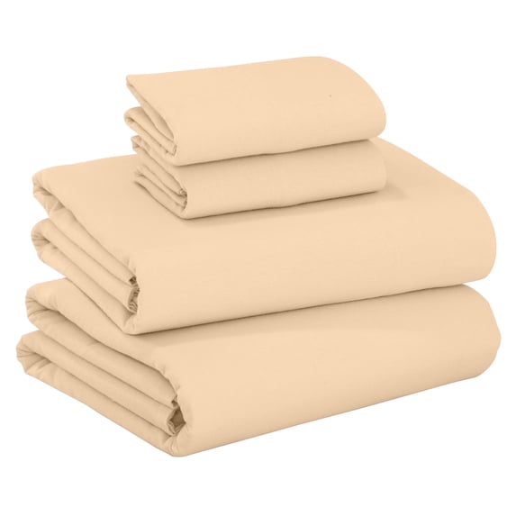RUVANTI Flannel Sheets King Size - 100% Cotton Brushed Flannel Bed Sheet Sets - Deep Pockets 16 Inches (fits up to 18") - All Seasons Breathable & Super Soft - Warm & Cozy - 4 Pcs - Beige