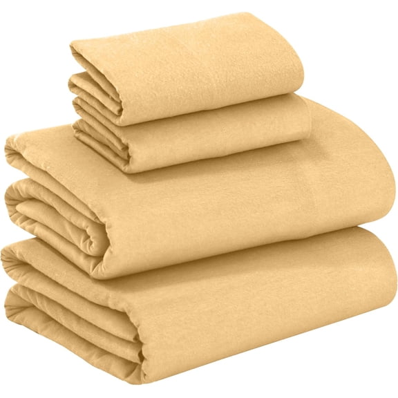 RUVANTI 100% Cotton Flannel Sheets Queen Size - 4 Piece Warm, Soft & Breathable, Deep Pocket, Double Brushed Cozy All Season Bedding Set, Marigold