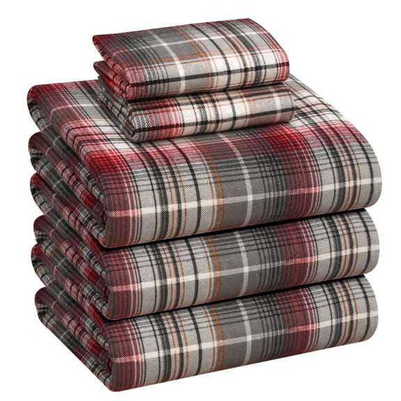RUVANTI Flannel Sheets Split King Size - 100% Cotton Brushed Split King Bed Sheets Set - Deep Pockets 16 Inches - All Seasons Breathable & Extra Soft - Warm & Cozy, 5 Pieces, Halloween Check