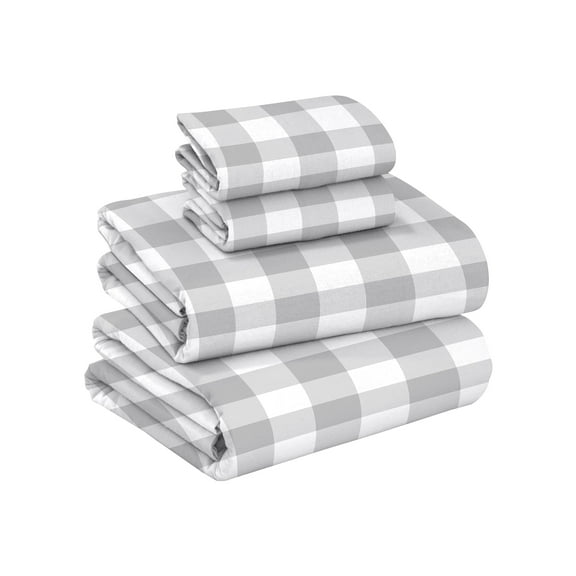 RUVANTI Flannel Sheets Twin Size - GOTS Certified 100% Organic Cotton, 3 Piece Warm, Soft & Breathable Set, Deep Pocket Snug Fit, Double Brushed Cozy All Season Bedding, Open Gingham