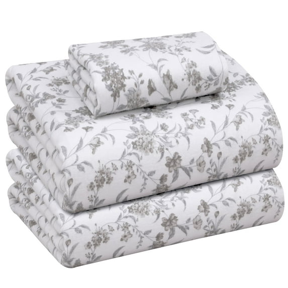 RUVANTI Flannel Sheets Twin Size - 100% Cotton Double Brushed Twin Sheets Set, Deep Pockets 16 Inches, All Seasons Breathable & Extra Soft Bed Sheets, Warm & Cozy, 3 Piece, Vintage Flora