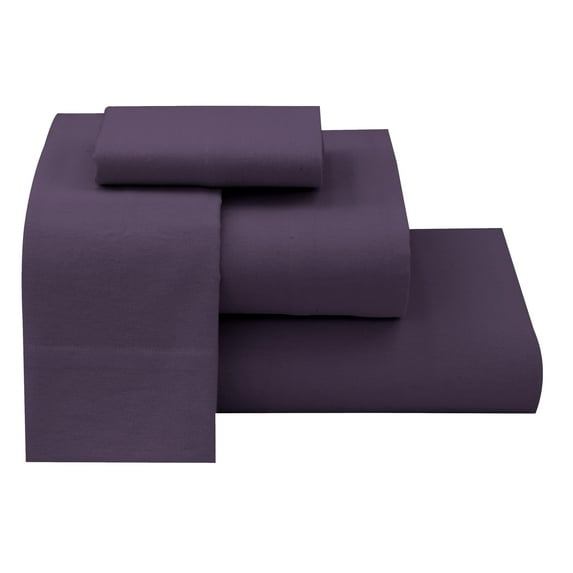 RUVANTI 100% Cotton Flannel Sheets Twin Size - 3 Piece Warm, Soft & Breathable, Deep Pocket, Double Brushed Cozy All Season Bedding Set, Egg Plant