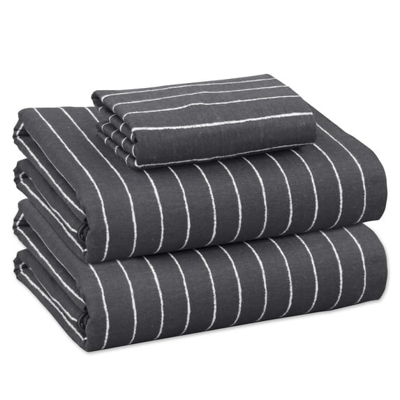 RUVANTI Flannel Sheets Twin Size - 100% Cotton Brushed Flannel Bed Sheet Sets - Deep Pockets 16 Inches (fits up to 18") - All Seasons Breathable & Super Soft - Warm & Cozy - 3 Pcs - Pinn Stripe