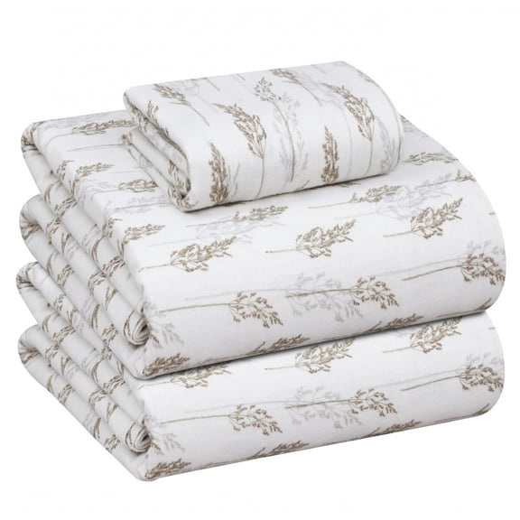 RUVANTI Flannel Sheets Twin Size - 100% Cotton Double Brushed Twin Sheets Set, Deep Pockets 16 Inches, All Seasons Breathable & Extra Soft Bed Sheets, Warm & Cozy, 3 Piece, Dried Straw