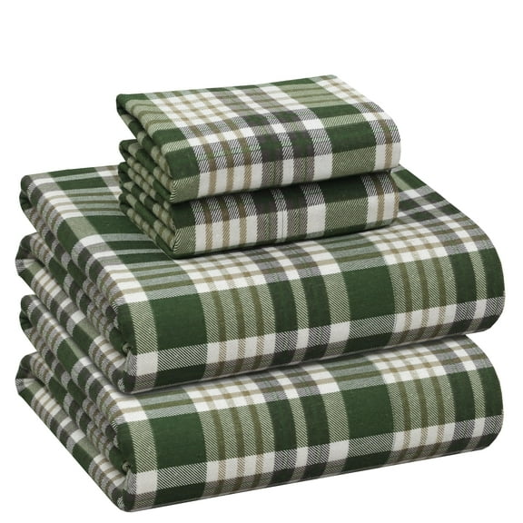 Ruvanti Flannel Sheets Twin Size 4 Pcs - 100% Cotton Double Brushed Bed Sheets, Deep Pockets 16 Inches, All Seasons Breathable, Extra Soft & Comfy Twin Sheets Set, Olive Brown
