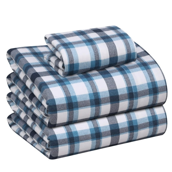 RUVANTI Flannel Sheets Twin XL Size - 100% Cotton Double Brushed Twin XL Sheets Set, Deep Pockets 16 Inches, All Seasons Breathable & Extra Soft Bed Sheets, Warm & Cozy, 3 Piece, Gingham Addition