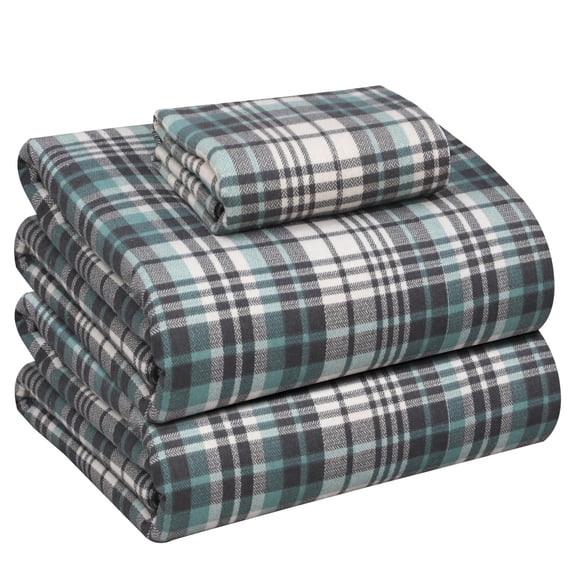 RUVANTI Flannel Sheets Twin XL Size - 100% Cotton Brushed Bed Sheet Sets - Deep Pockets 16 inches (fits up to 18") - All Seasons Breathable & Super Soft - Warm & Cozy - 3 Pcs - Mint Grey