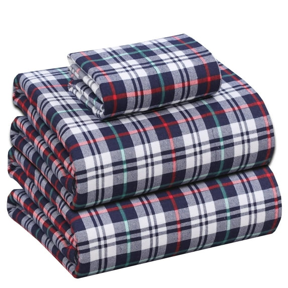 RUVANTI Flannel Sheets Twin XL Size - 100% Cotton Brushed Bed Sheet Sets - Deep Pockets 16 inches (fits up to 18") - All Seasons Breathable & Super Soft - Warm & Cozy - 3 Pcs - Noel
