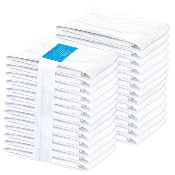 RUVANTI Flour Sack Towels 36 Pack 28x28 Inch, 100% Cotton Tea Towel, Reusable, Machine Washable, Absorbent BarTowels - Dish Cloth Perfect for Drying Dishes & Cleaning -White