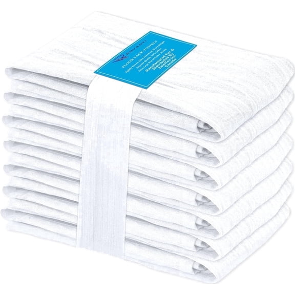 RUVANTI Flour Sack Towels 4 Pack 28x28 Inch, 100% Cotton Tea Towel, Reusable, Machine Washable, Absorbent BarTowels - Dish Cloth Perfect for Drying Dishes & Cleaning - White
