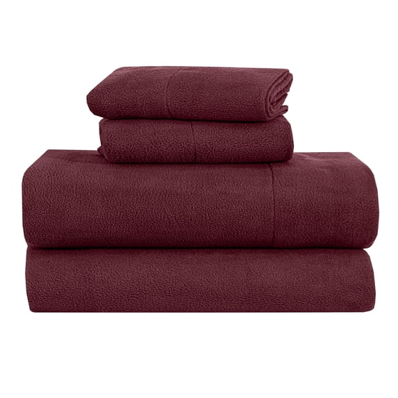 RUVANTI Polar Fleece Sheet Set Full Size – Ultra Soft Plush Bed Sheets, Double Brushed Anti-Pilling Finish, Warm Cozy Winter Bedding with 15-Inch Deep Pocket, 4 Piece Set, Vintage Red