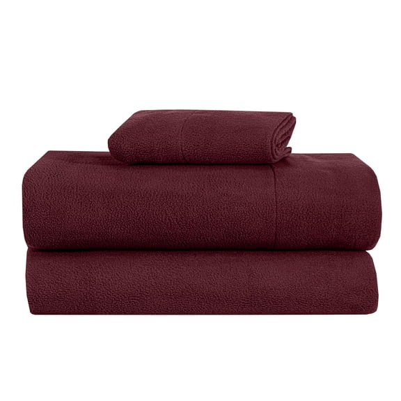RUVANTI Polar Fleece Sheet Set Twin Size – Ultra Soft Plush Bed Sheets, Double Brushed Anti-Pilling Finish, Warm Cozy Winter Bedding with 15-Inch Deep Pocket, 3 Piece Set, Vintage Red