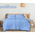thumbnail image 1 of Ruvanti Queen Size Cotton Duvet Cover Set - Sky Blue 3 Pieces with Button Closure, 92x96 inches, 1 of 7