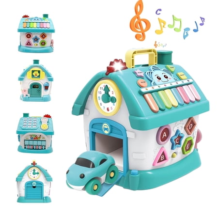 RUVINCE 8-in-1 Montessori Musical Learning House Toy – Educational Activity Cube for 1+ Year Olds (6-18 Months, 1-2 Years), Baby Girl/Boy Birthday Gift With Numbers, Piano & Games
