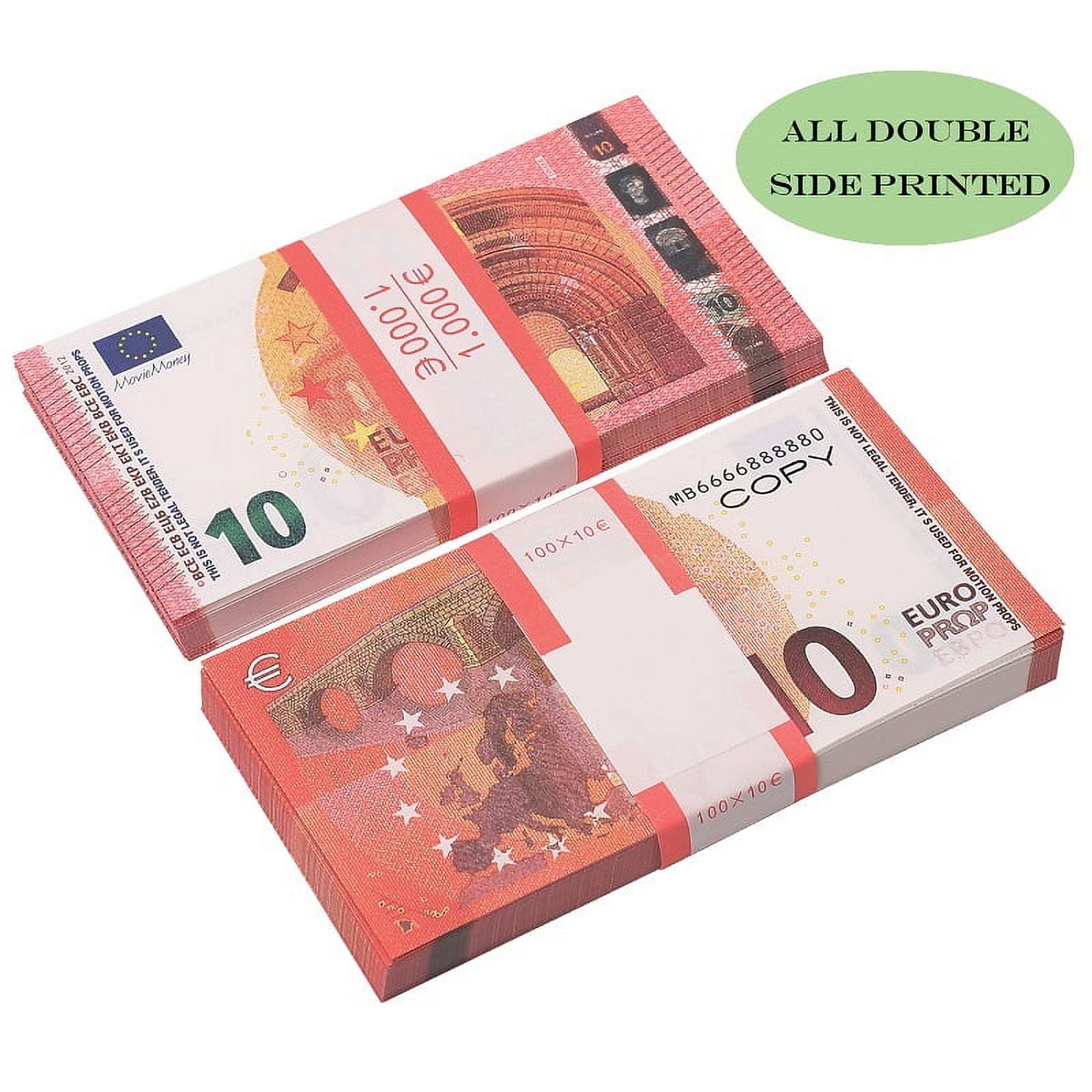 DenYorkStore Copy Prop Money Euro Bills 20s, Full Print Play Mon ey for  Teaching and Birthday Party