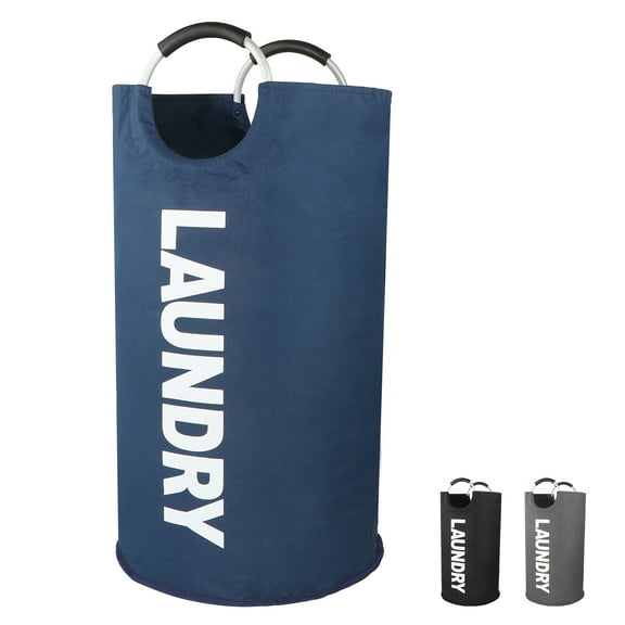 RUXAN 90L Large Laundry Basket, Dirty Clothes Hamper for Laundry, Dorm, Family-Waterproof Collapsible Laundry Baskets with Foam Protected Aluminum Handles, Easy Storage Laundry Bag, Blue