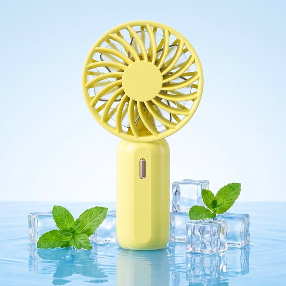 RUXAN Mini Portable Fan - Rechargeable Handheld Fan, 7 Color LED Lights, 3 Speeds Personal Small Pocket Fan for Travel, Makeup, Eyelash Extensions, Kids, Girls, Women - Yellow