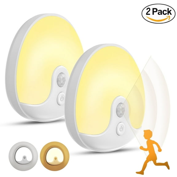 RUXAN Motion Sensor Night Lights Rechargeable, Magnetic LED Under-Cabinet Lights for Bed for Kitchen, Stairs, Hallway, Toilet - 2 Pack