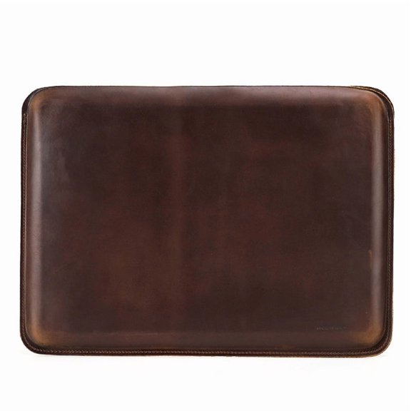 RUYIQUQU Crazy Horse Leather Laptop Sleeve for MacBook Pro 16.2 Inch, Slim Protective Notebook Cover with Stitched Edges, Horizontal Carrying Case for Office Travel