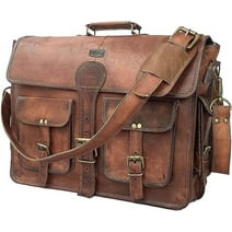 RUZIOON 14 Inch Vintage Handmade Leather Messenger Bag for Laptop Briefcase Best Computer Satchel Distressed Bag