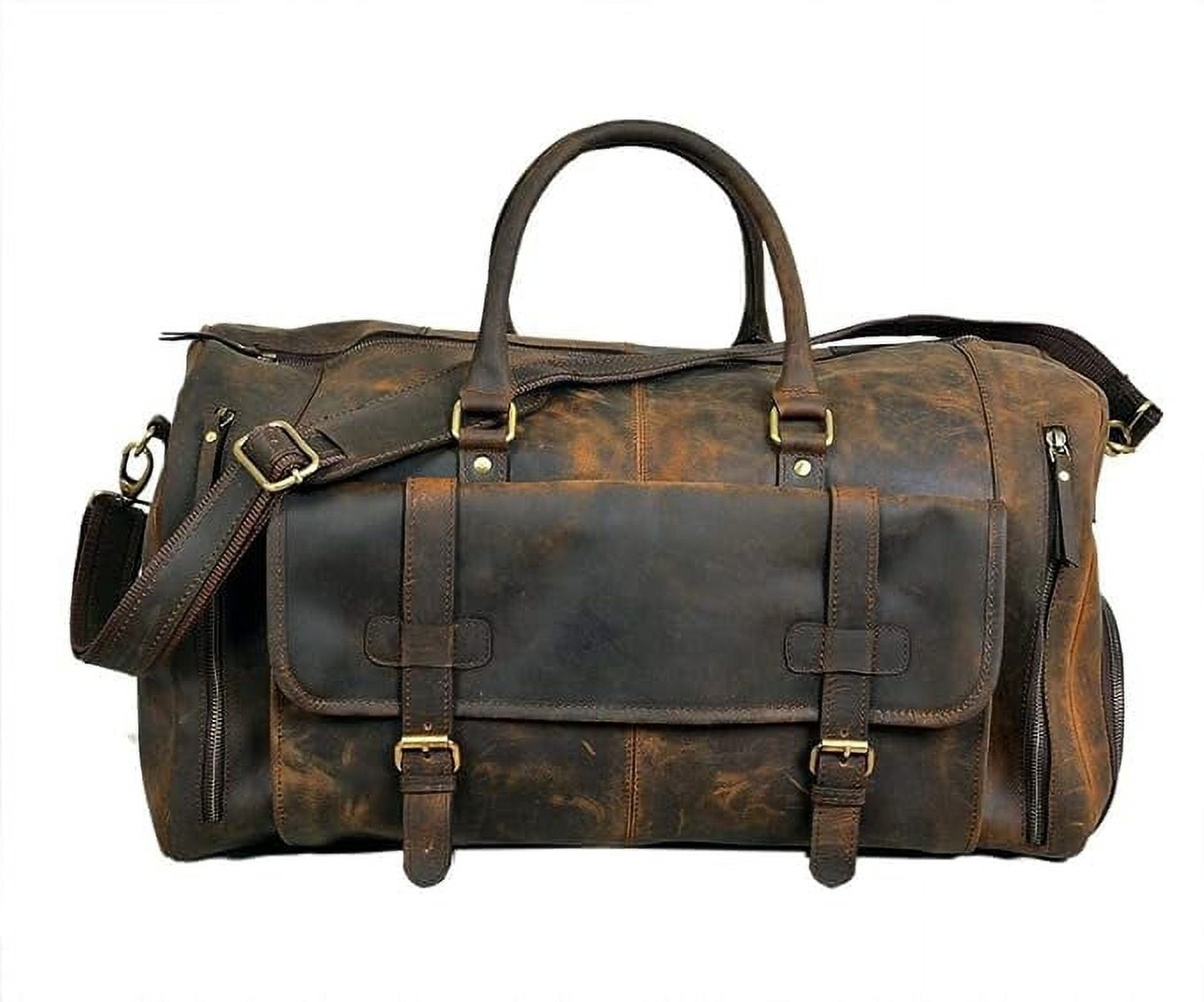 24 inch genuine leather duffel travel overnight weekend leather bag RUZIOON 24 Inch Genuine Leather Duffel | Travel Overnight Weekend Leather  Bag