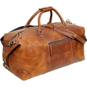 RUZIOON 24" Leather Buffalo Travel Case Duffel Luggage Bag, Gym Travel Tote Duffel, Overnight Weekender (tan)