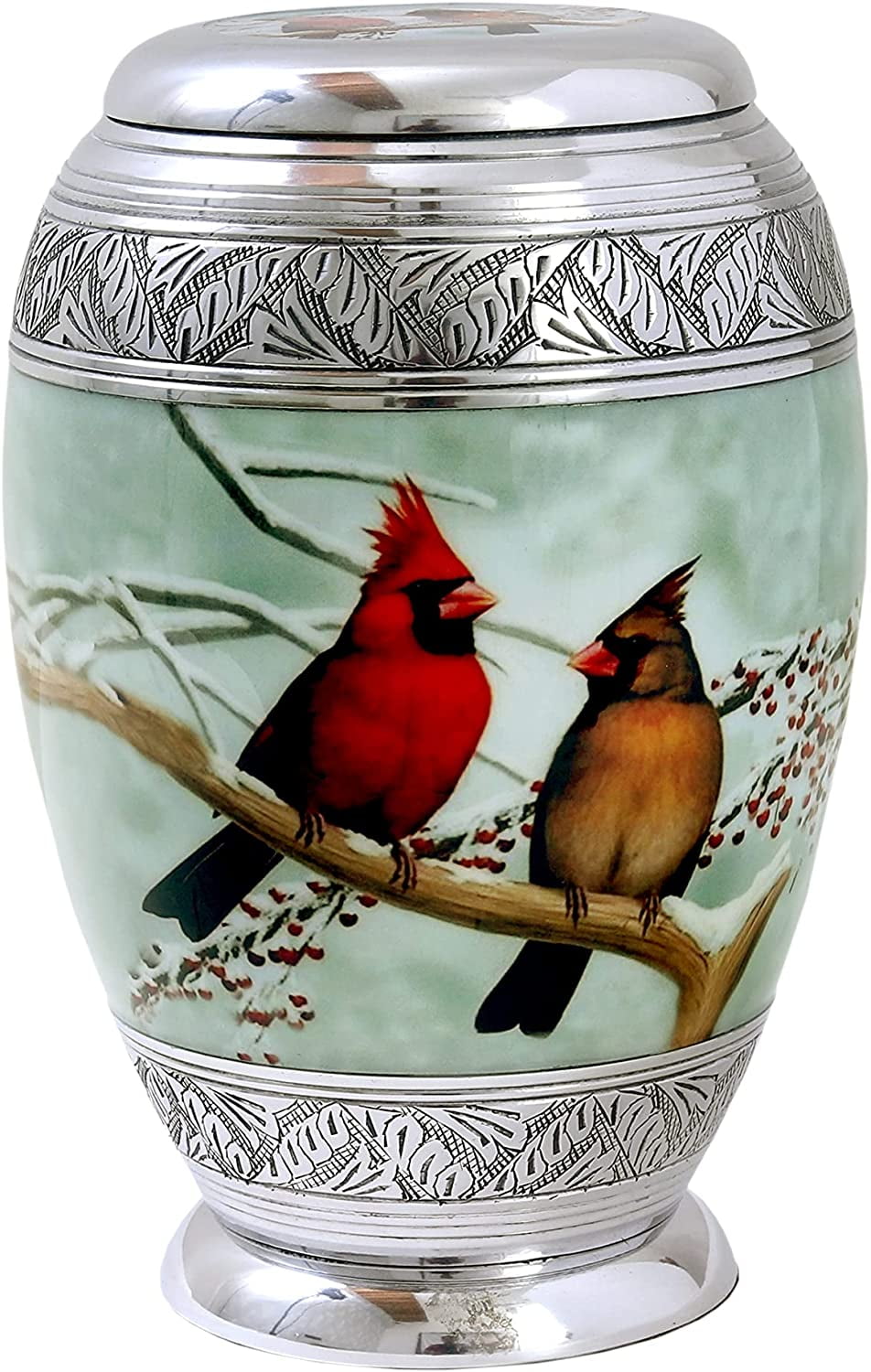 RUZIOON Beautiful Cardinal Couple Bird Cremation Large Urn for Human