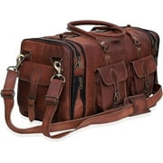 RUZIOON Handmade Vintage Travel Luggage 20 Inch Duffel Gym Sports Bag Weekender Travel Overnight Carry One Duffel Bag For Men (20 inch)